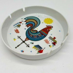 Vintage Swedish Berggren Rooster Round Ashtray